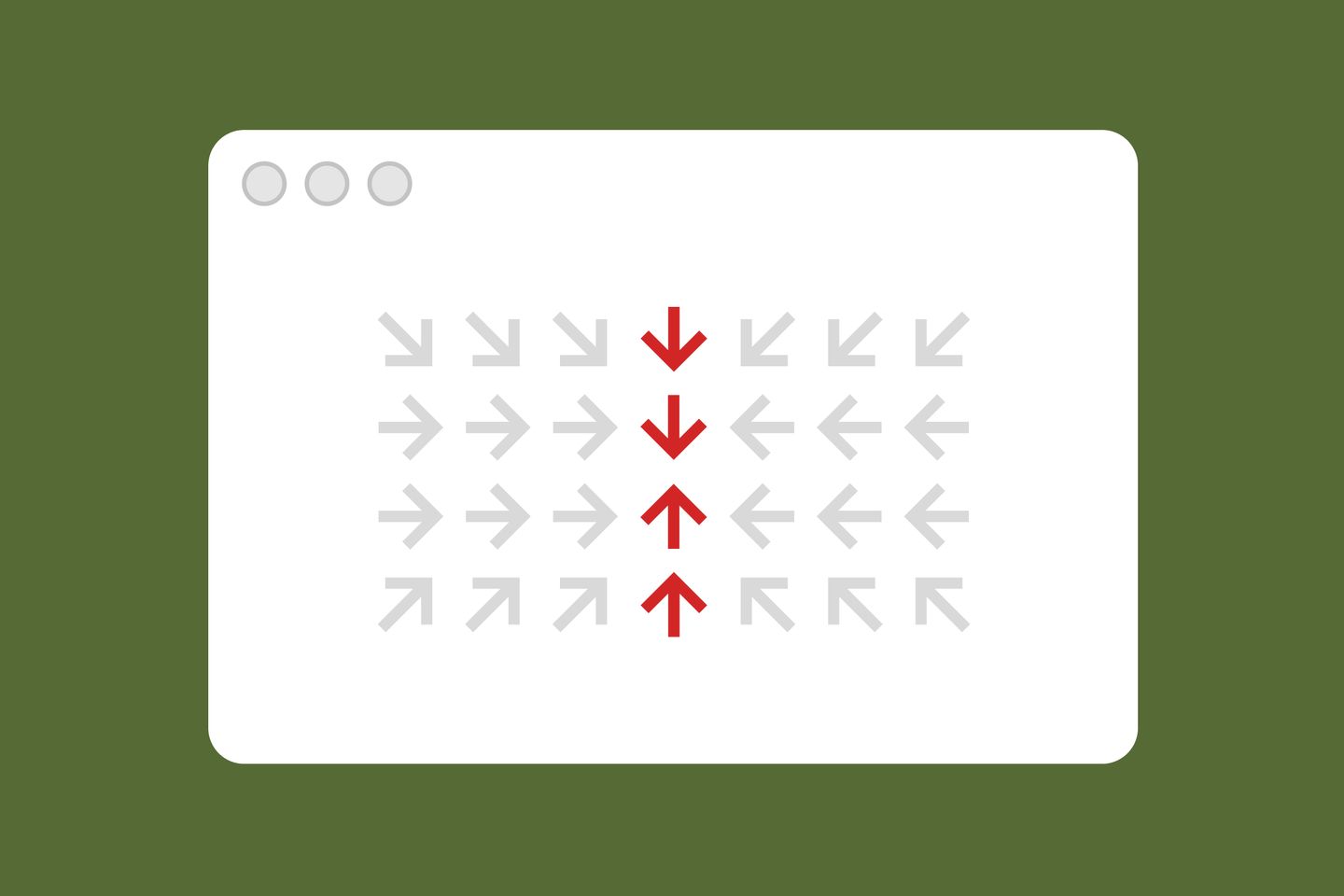 Illustration of a browser window and arrows