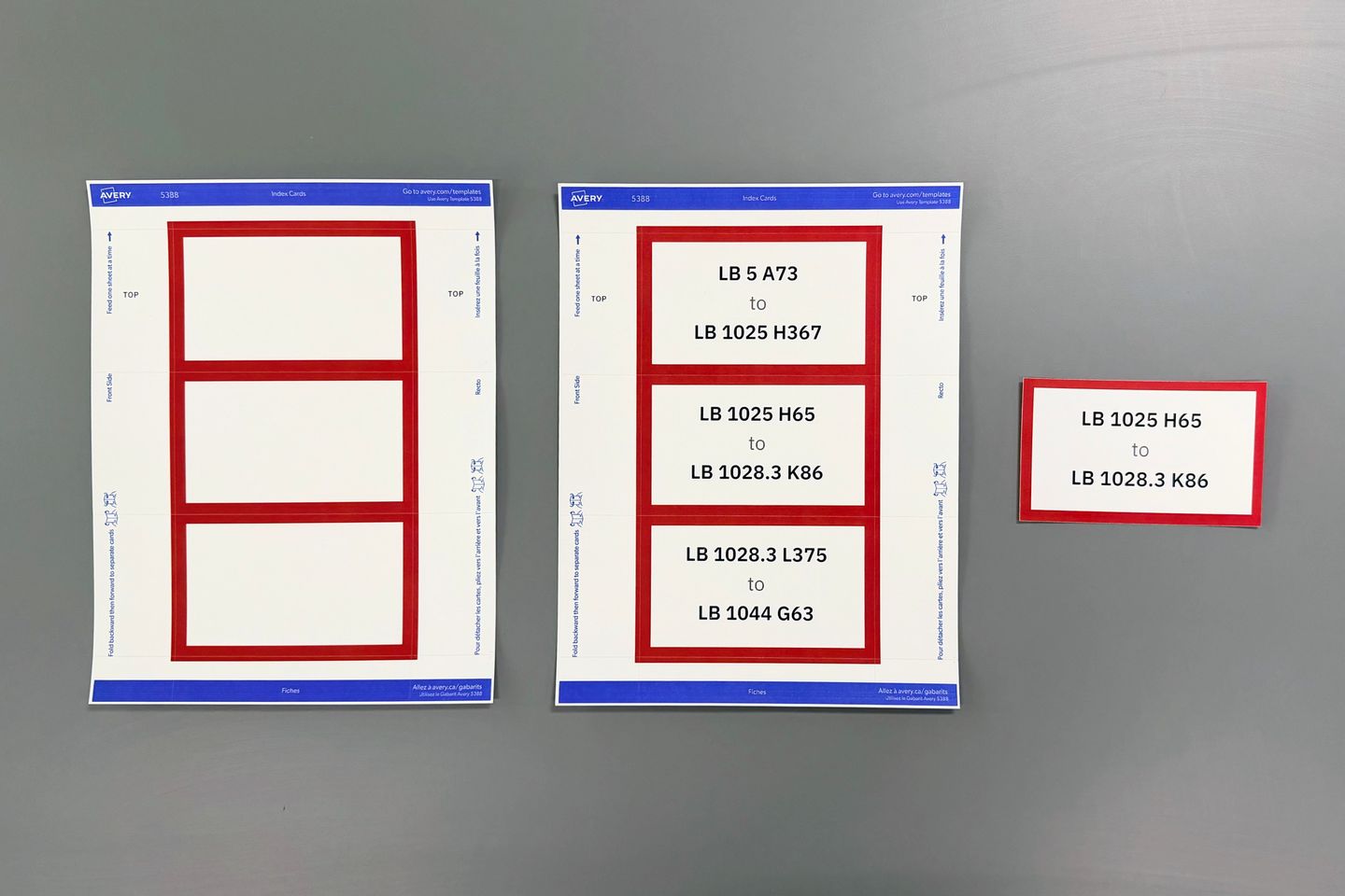 Frame and frame with content printed on an index card template for a language and literature stack's flag sign